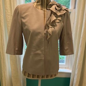 Lilac wool Ann Taylor silk flower lapel jacket